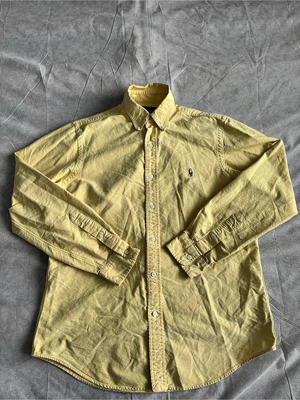 Polo Ralph Lauren Long Sleeve Button Down Oxford Shirt Men’s Medium Solid Yellow